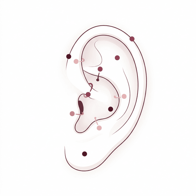 Diagrama anatômico da orelha com localizações de piercings